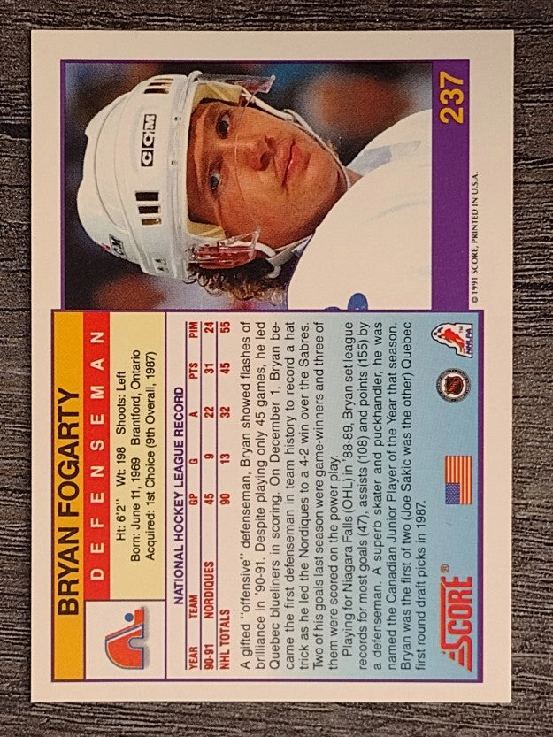 1991-92 Score American #237 Bryan Fogarty