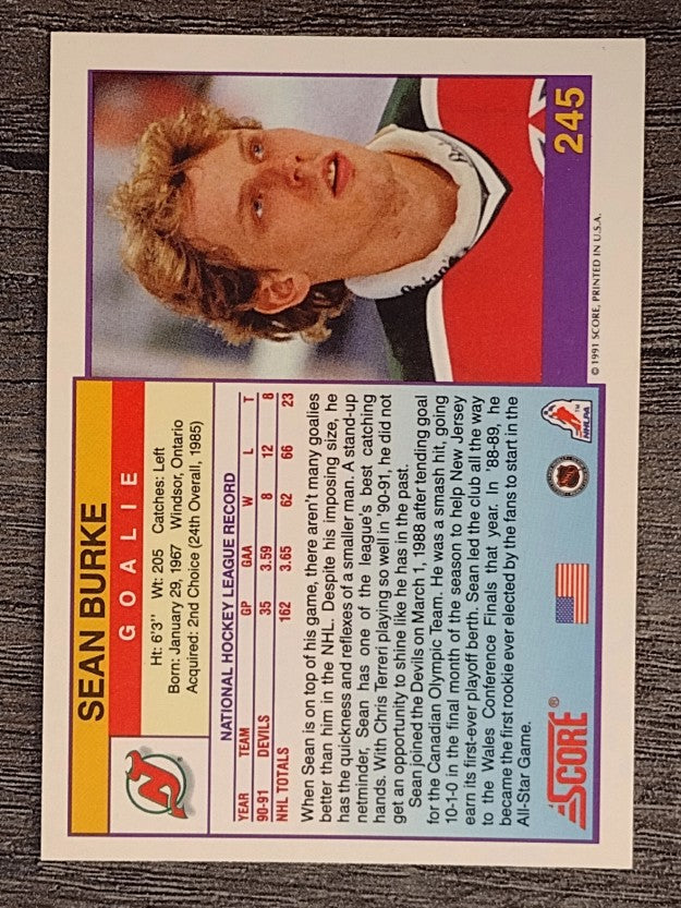 1991-92 Score American #245 Sean Burke
