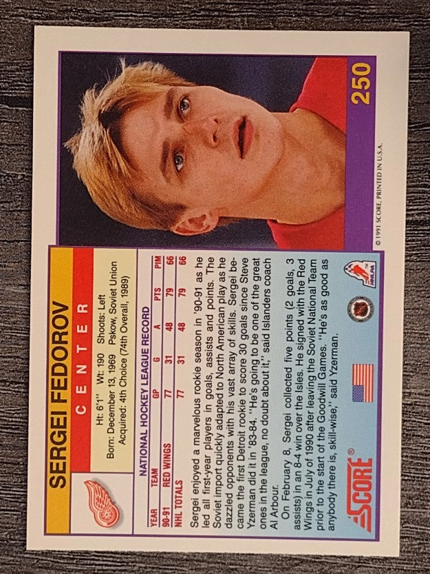 1991-92 Score American #250 Sergei Fedorov