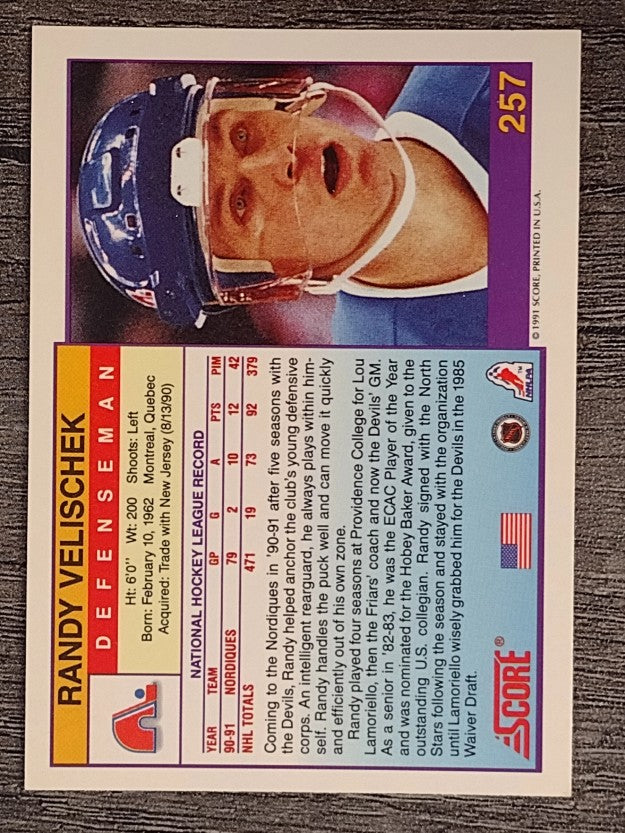 1991-92 Score American #257 Randy Velischek