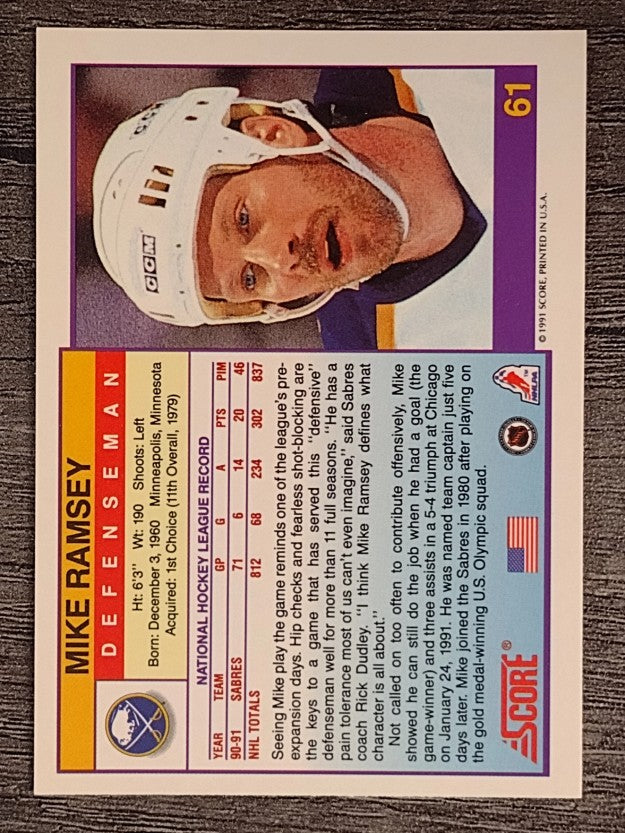 1991-92 Score American #61 Mike Ramsey