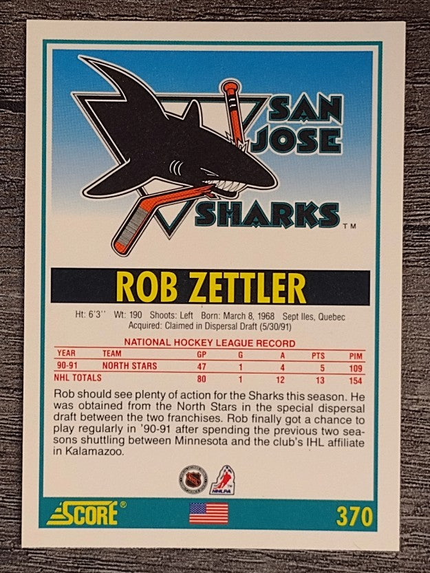 1991-92 Score American #370 Rob Zettler