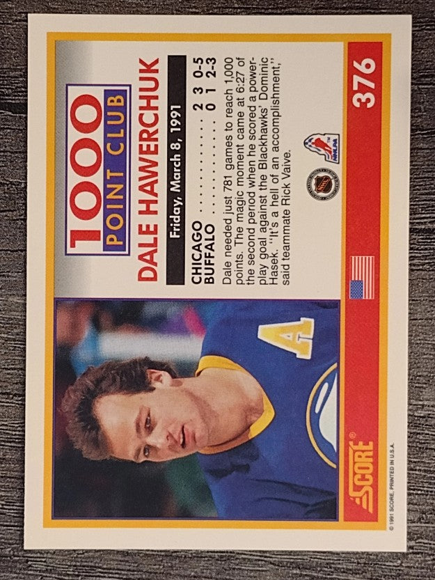 1991-92 Score American #376 Dale Hawerchuk 1000