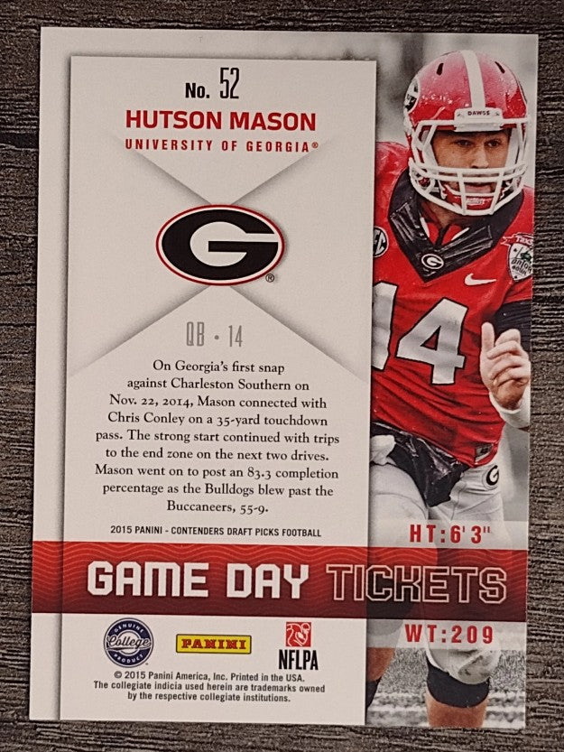 2015 Panini Contenders Draft Picks Game Day Tickets #52 Hutson Mason