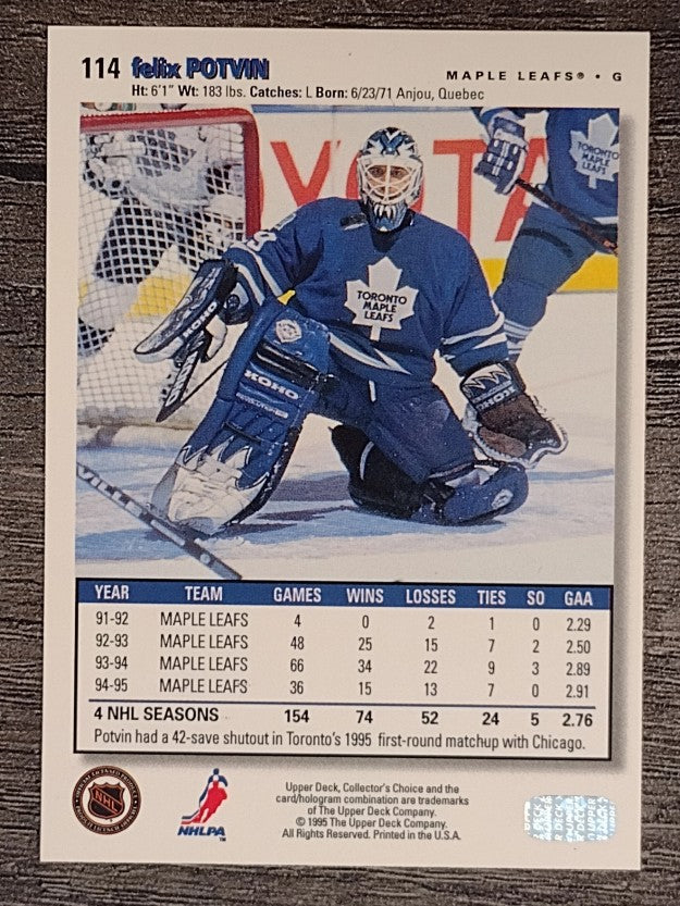 1995-96 Collector's Choice Player's Club #114 Felix Potvin (NM)