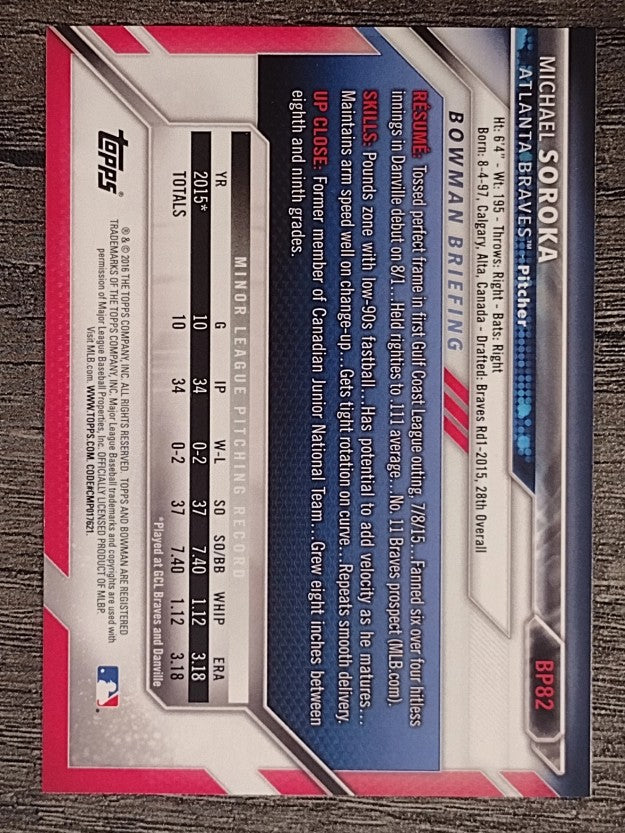 2016 Bowman Prospects #BP82 Michael Soroka