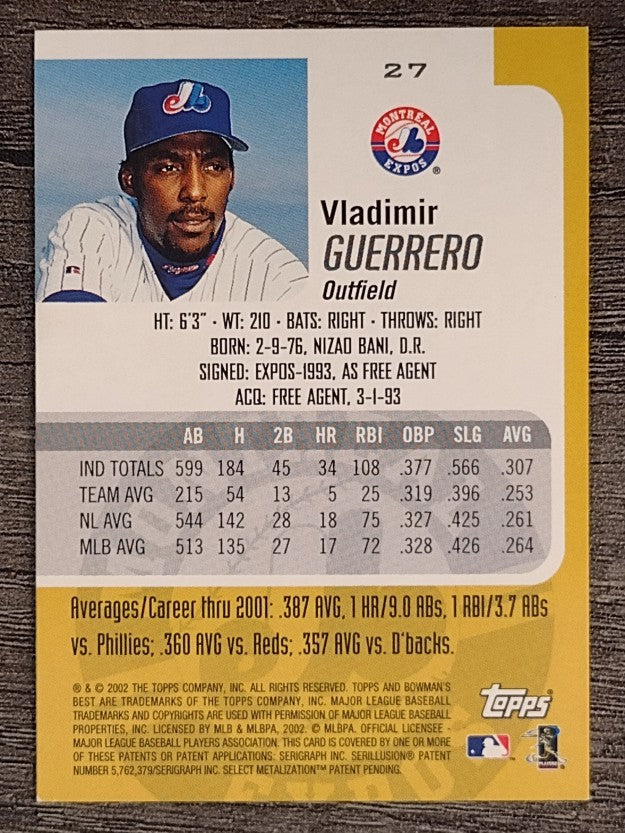 2002 Bowman's Best #27 Vladimir Guerrero