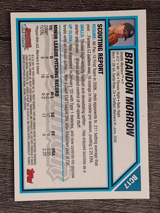 2007 Bowman Chrome Prospects #BC17 Brandon Morrow (NM)
