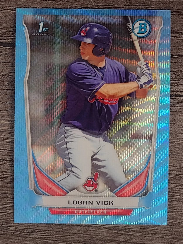 2014 Bowman Chrome Prospects Blue Wave Refractors #BCP40 Logan Vick