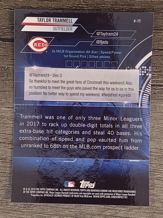 2018 Bowman Chrome Hashtag Bowman Trending Refractors #TT Taylor Trammell