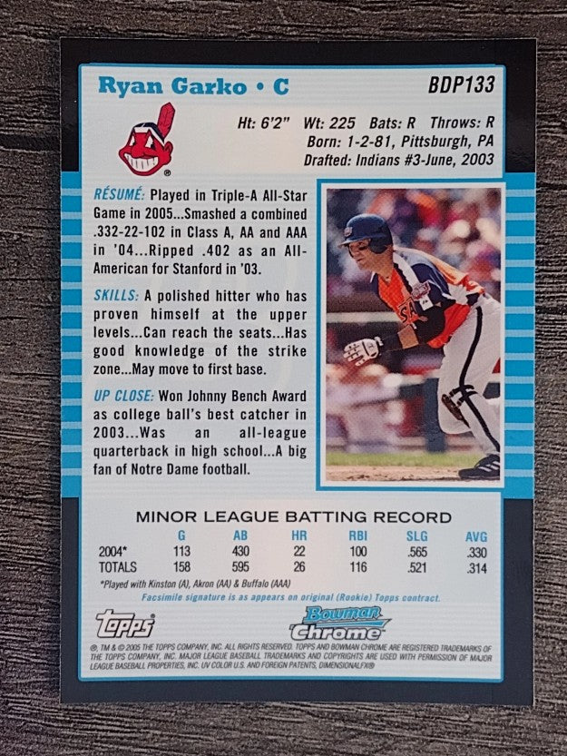 2005 Bowman Chrome Draft #BDP133 Ryan Garko FY RC