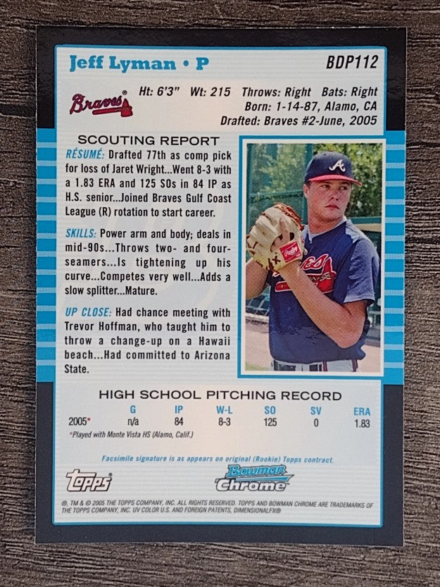 2005 Bowman Chrome Draft #BDP112 Jeff Lyman FY RC