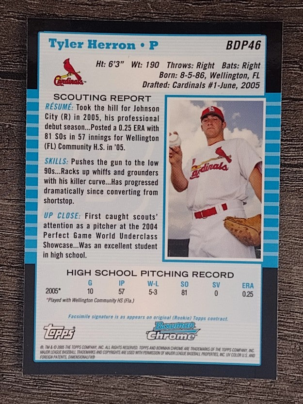 2005 Bowman Chrome Draft #BDP46 Tyler Herron FY RC