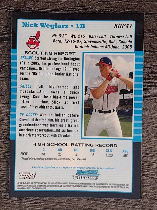 2005 Bowman Chrome Draft #BDP47 Nick Weglarz FY RC