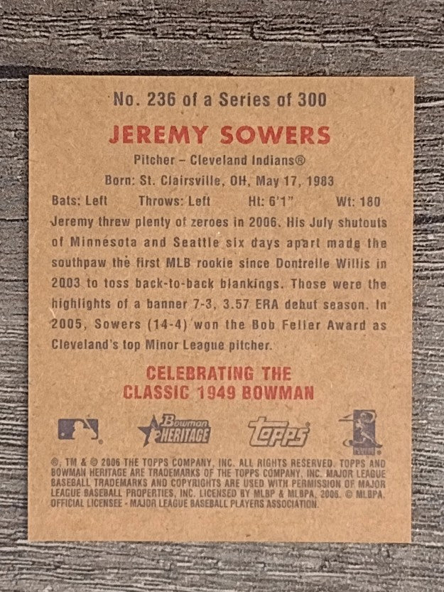 2006 Bowman Heritage Mini #236 Jeremy Sowers
