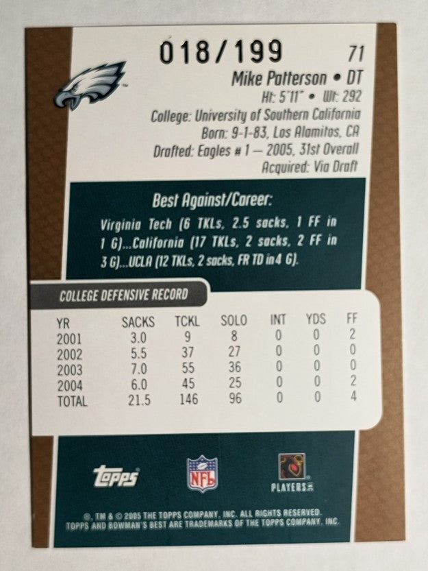 2005 Bowman's Best Bronze #71 Mike Patterson