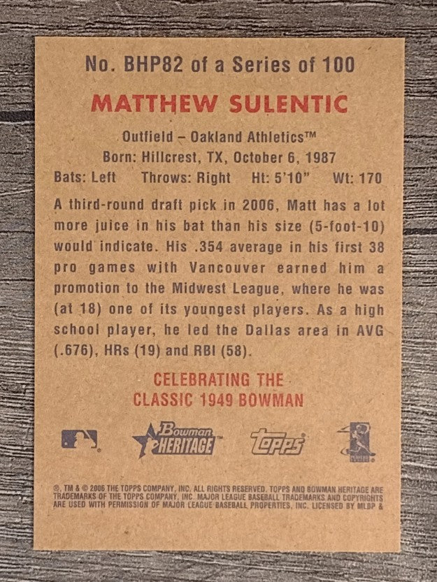 2006 Bowman Heritage Prospects #82 Matthew Sulentic