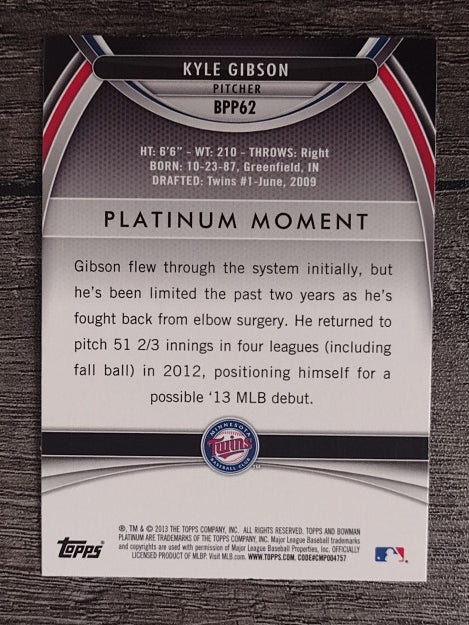 2013 Bowman Platinum Prospects #BPP62 Kyle Gibson