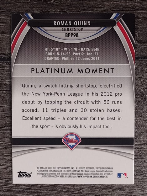 2013 Bowman Platinum Prospects #BPP98 Roman Quinn