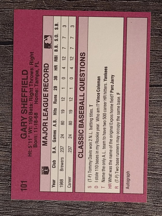 1989 Classic Travel Orange #101 Gary Sheffield