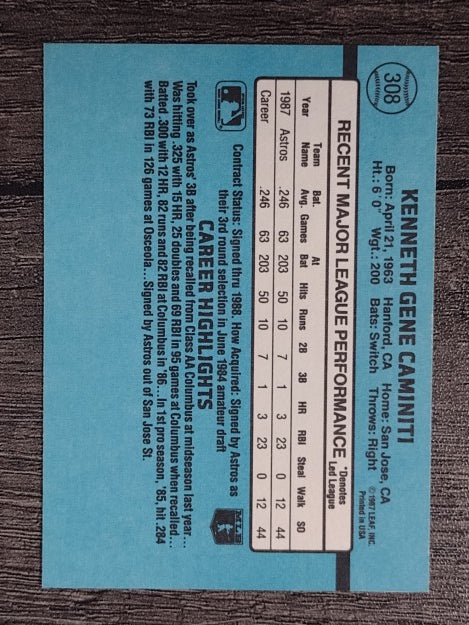 1988 Donruss #308 Ken Caminiti RC (NM)