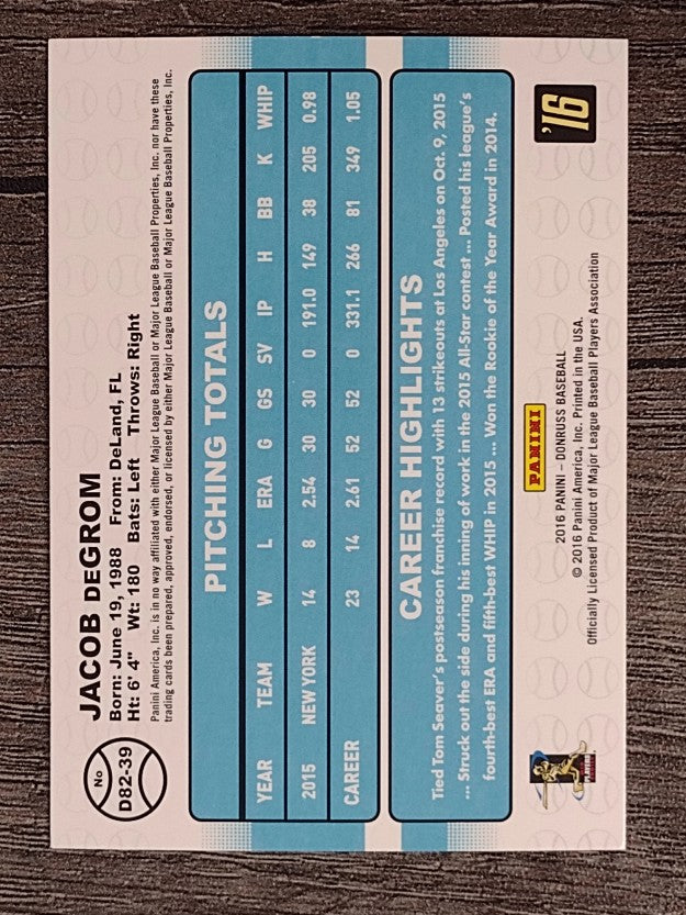 2016 Donruss '82 #39 Jacob deGrom