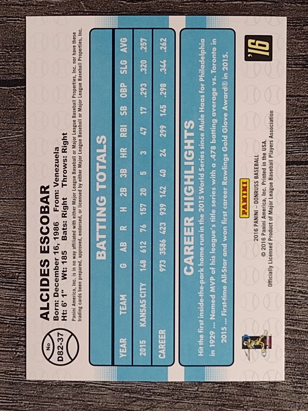 2016 Donruss '82 #37 Alcides Escobar