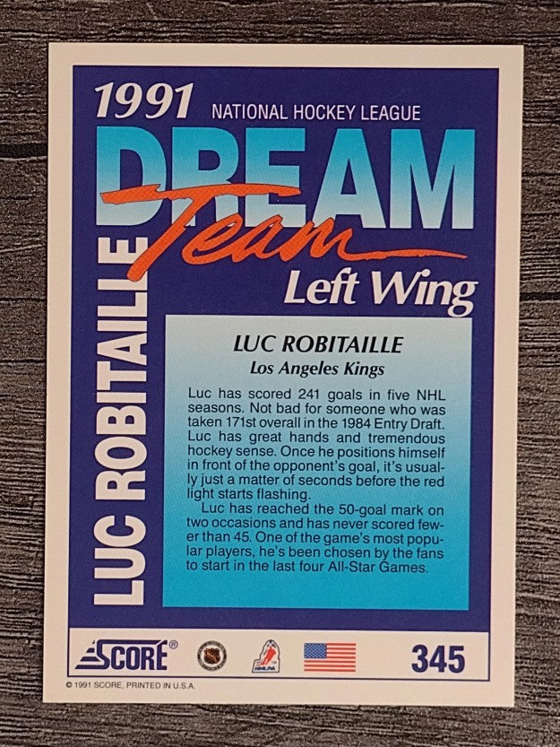 1991-92 Score American #345 Luc Robitaille DT