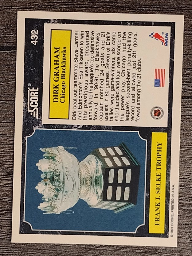 1991-92 Score American #432 Dirk Graham/Frank J. Selke Trophy