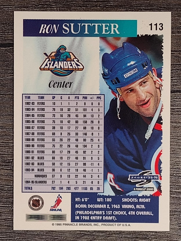 1995-96 Score #113 Ron Sutter