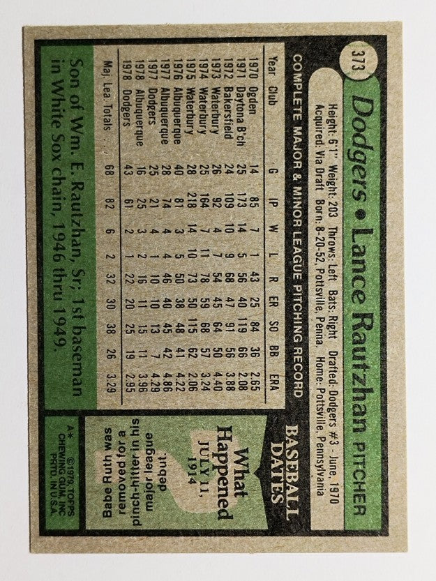 1979 Topps #373 Lance Rautzhan (EX)