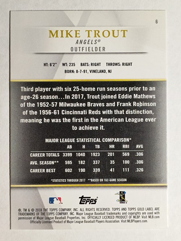 2018 Topps Gold Label Class 1 #6 Mike Trout