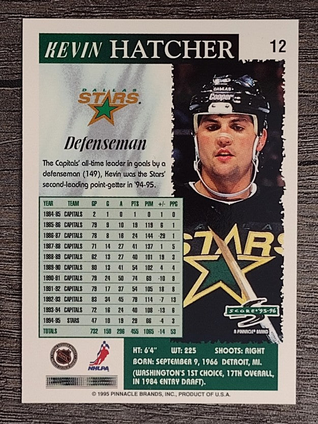 1995-96 Score #12 Kevin Hatcher