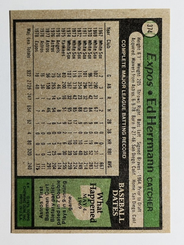 1979 Topps #374 Ed Herrmann (NM)