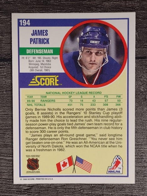 1990-91 Score #194 James Patrick