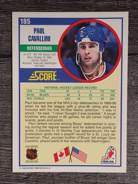 1990-91 Score #185 Paul Cavallini