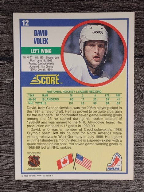 1990-91 Score #12 David Volek