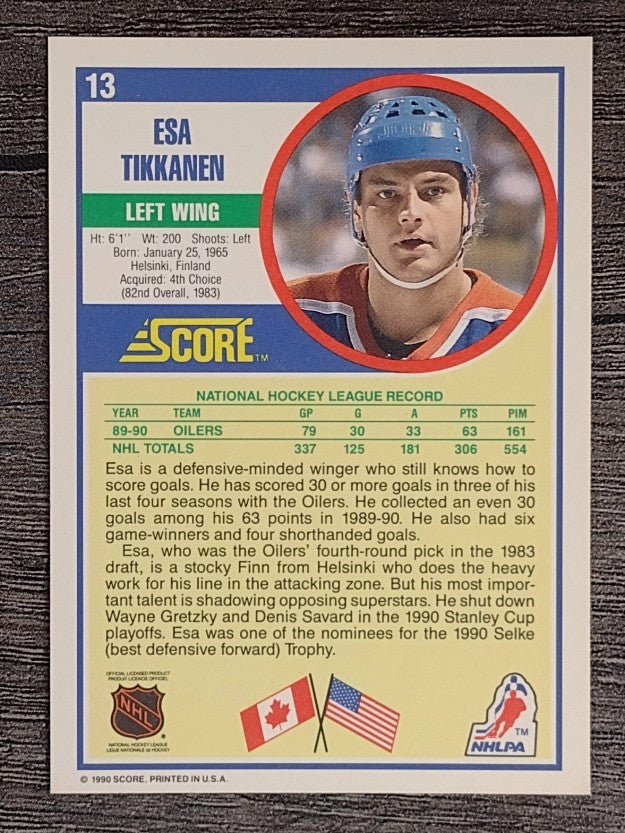 1990-91 Score #13 Esa Tikkanen
