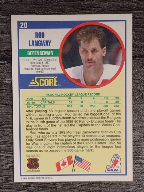 1990-91 Score #20 Rod Langway