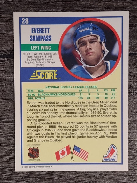 1990-91 Score #28 Everett Sanipass RC