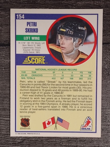 1990-91 Score #154 Petri Skriko