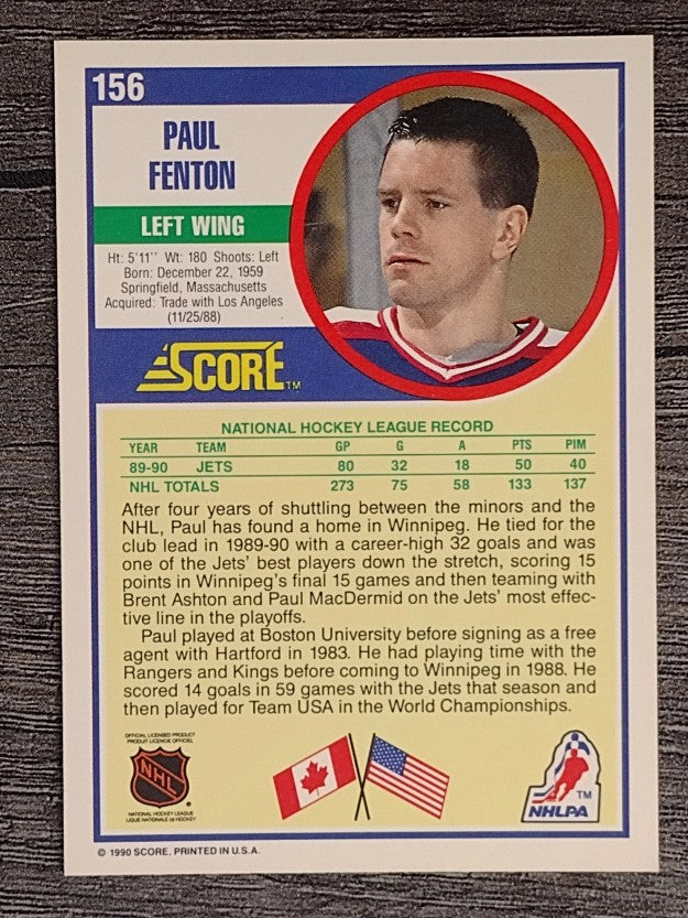 1990-91 Score #156 Paul Fenton