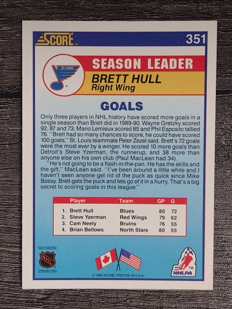 1990-91 Score #351 Brett Hull LL