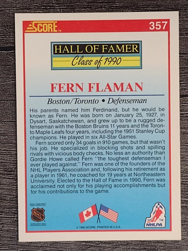 1990-91 Score #357 Fern Flaman HOF