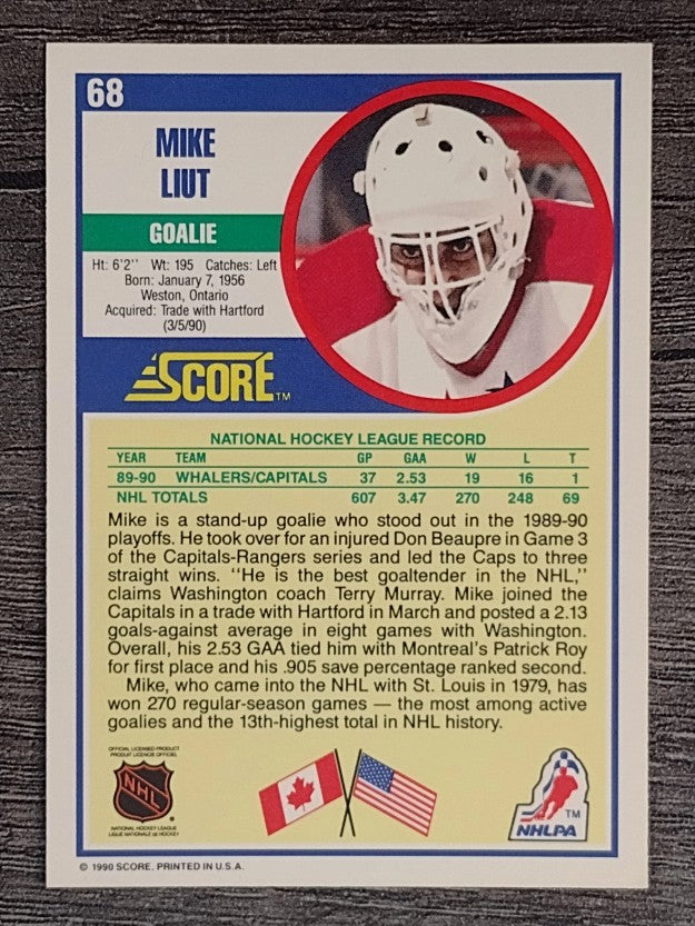 1990-91 Score #68 Mike Liut