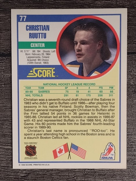 1990-91 Score #77 Christian Ruuttu