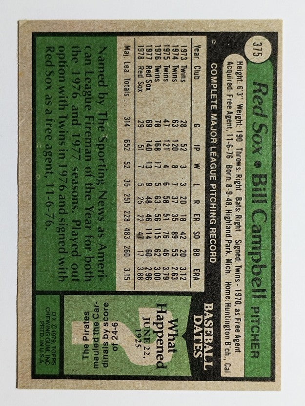 1979 Topps #375 Bill Campbell (VG)