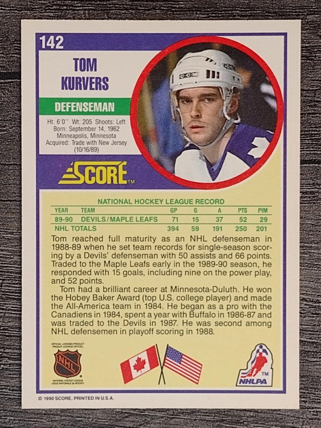 1990-91 Score #142 Tom Kurvers