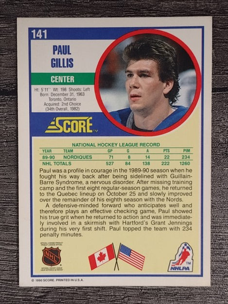 1990-91 Score #141 Paul Gillis