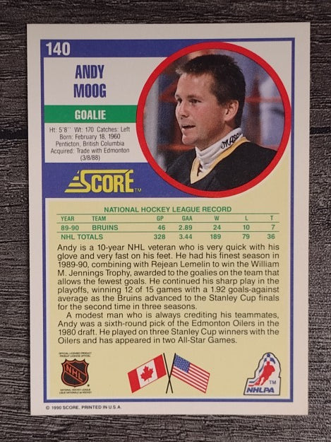 1990-91 Score #140 Andy Moog